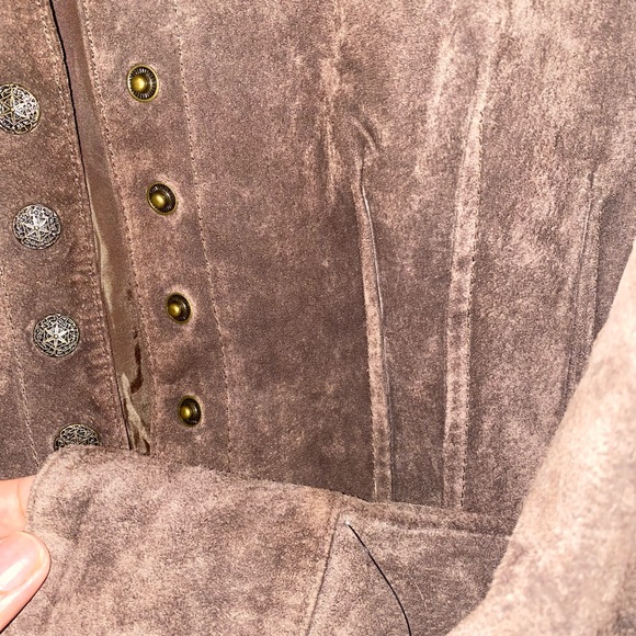 A.M.I. Leather Suede Jacket. Large . Long Sleeve. Fully Lined.Tan  brown Color - Picture 2 of 7